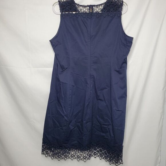 KARL LAGERFELD navy dress sleeveless crochet hem shift 16 - Picture 3 of 9